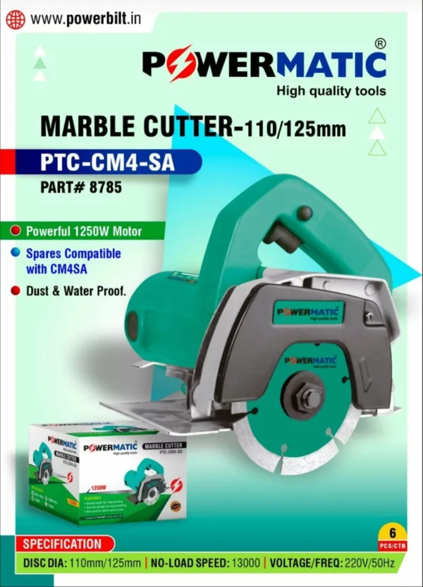 Powermatic PTC-CM4-SA | MARBLE CUTTER 110mm 1250 Watts - CM4-SA MODEL - Image 2